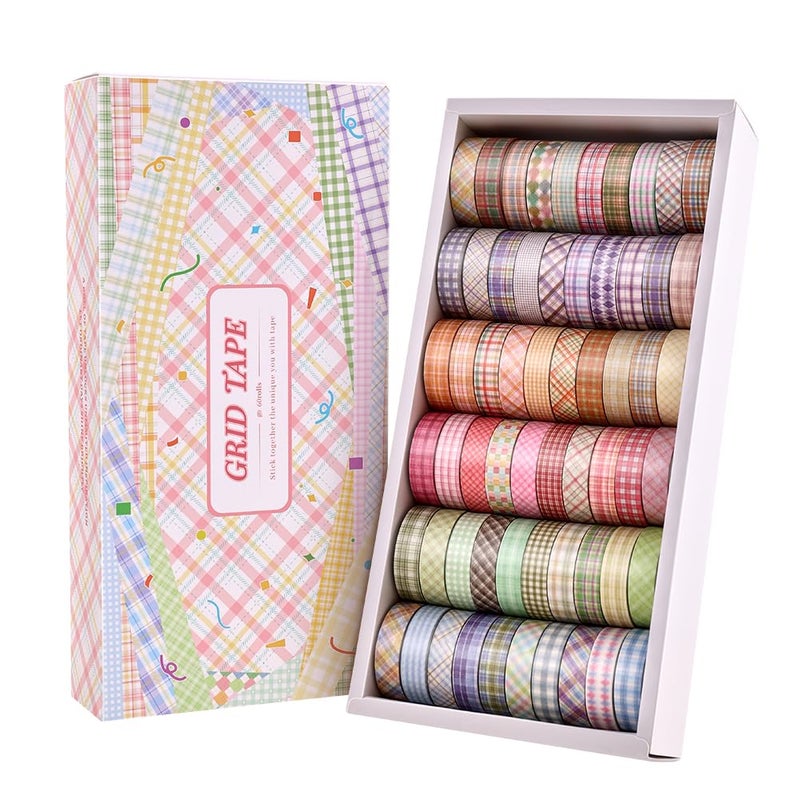icceemee 60 Rolls Cross line Theme Washi Tape Set, Writable Decorative Tapes for Scrapbooking, Junk Journal Supplies, Bullet Journaling, 0.39"x79" per Roll - Image 1